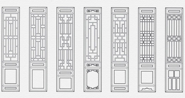 平度常用中式仿古花窗图案隔断设计图